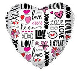 17 in Love Talk Graphic Love XOXO White Heart Foil Balloon